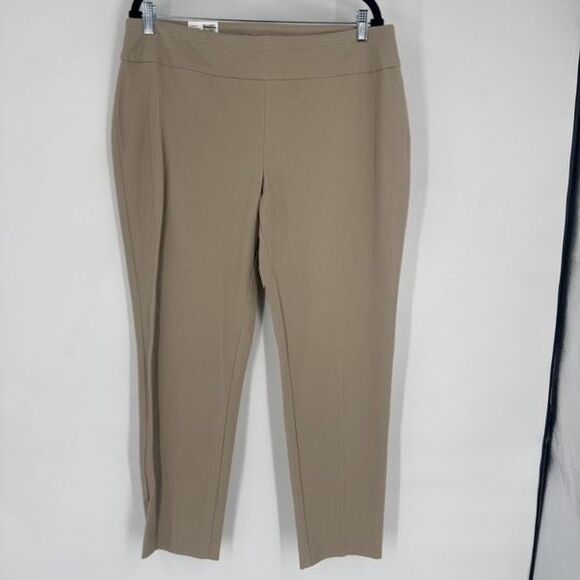 Crown & Ivy Ashley‎ True Khaki Pull On Bi Stretch Pants Size 16 Straight Leg - Picture 2 of 11